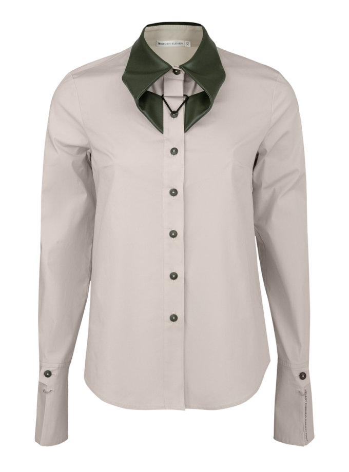 Сорочка з перекрученим коміром бежевого кольору 7/11 SEVEN ELEVEN (SE_SE26Shrt_cll_Bg)