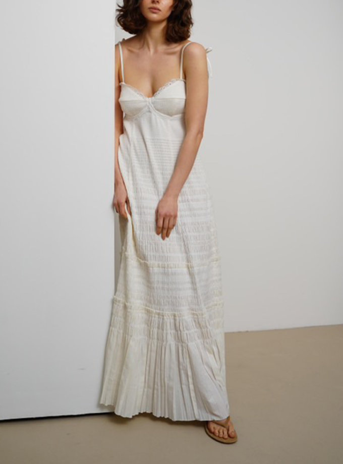 Біла максі сукня на бретельках XM BY MALINOVSKAYA (XM_30_RN9_16)