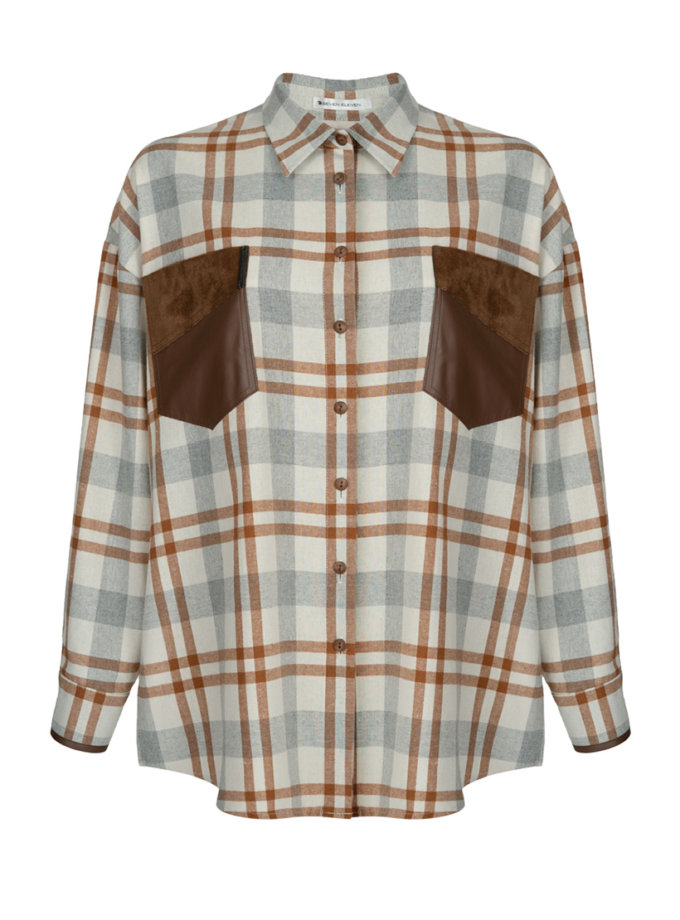 Сорочка в клітинку оверсайз бежева 7/11 SEVEN ELEVEN (SE_SE26ShrtPl_Bg_Br)