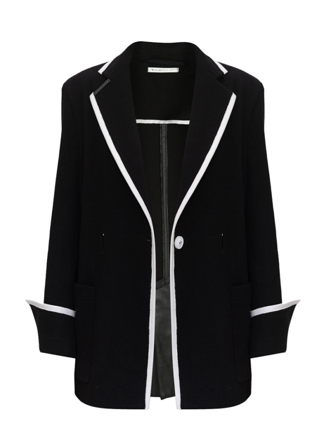 Піджак чорного кольору з білою окантовкою 7/11 SEVEN ELEVEN (SE_SE26Jc_B)