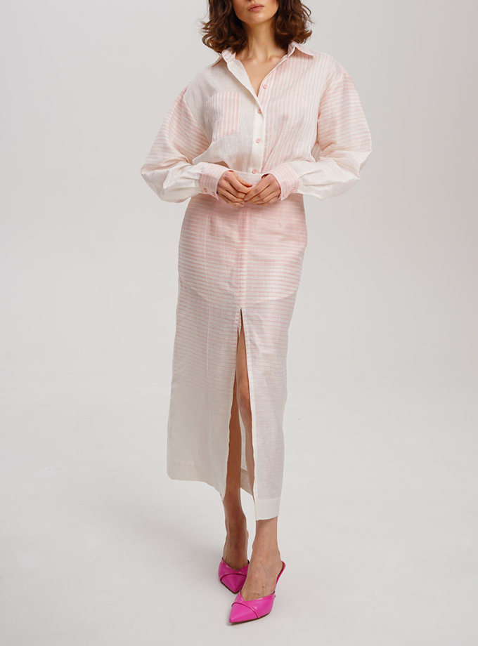 Спідниця біло-рожева з лляної органзи XM BY MALINOVSKAYA (XM_30_RN9_23)