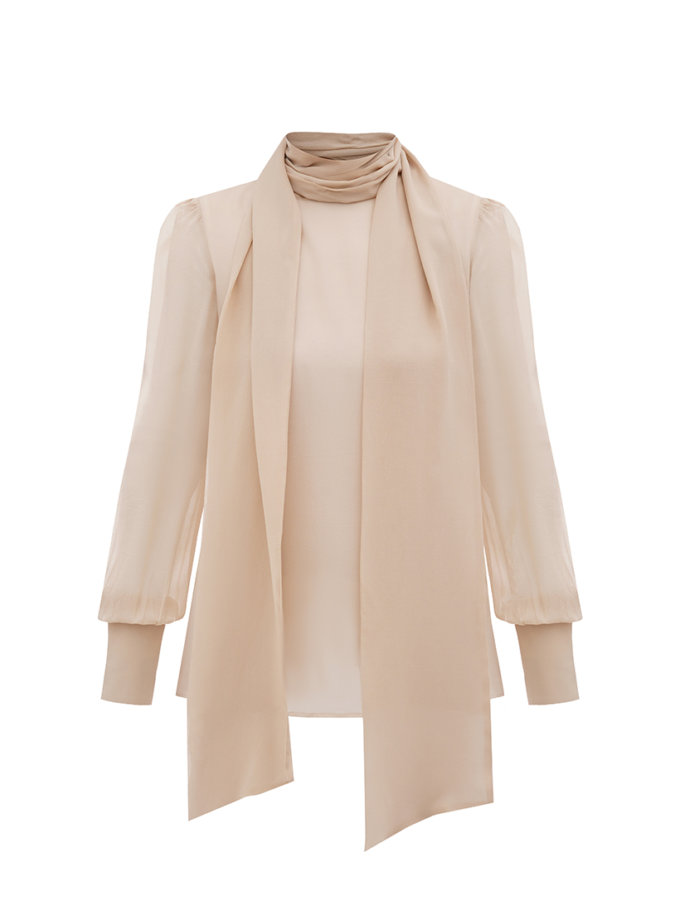 Блуза з бантом бежева AMBITNA (Ambtn_8)