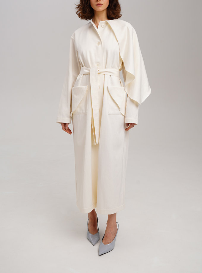 Молочна тренч-сукня з бавовни XM BY MALINOVSKAYA (XM_30_RN9_7)