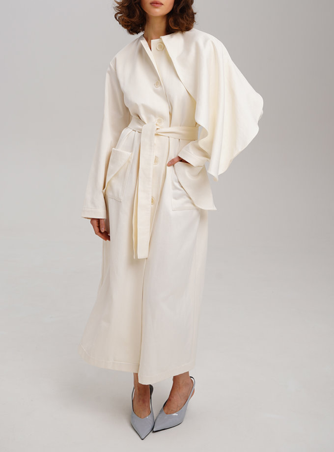 Молочна тренч-сукня з бавовни XM BY MALINOVSKAYA (XM_30_RN9_7)