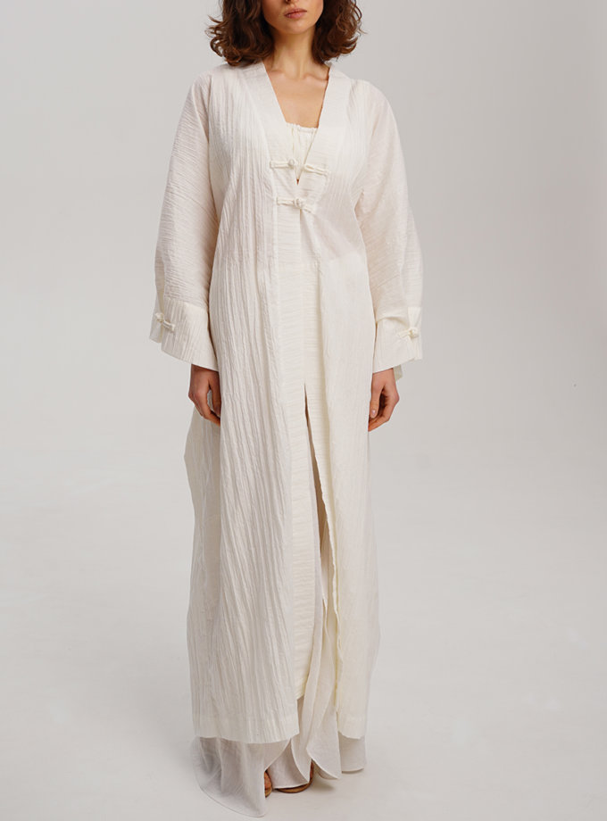 Біле кімоно з фактурної бавовни XM BY MALINOVSKAYA (XM_30_RN9_1)