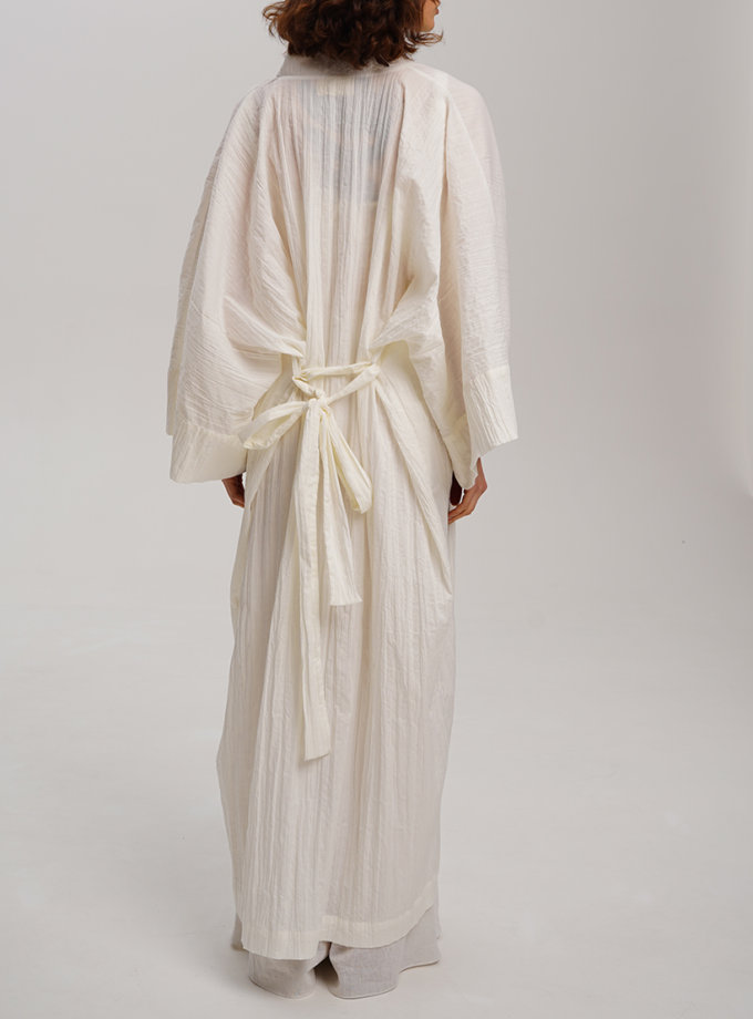 Біле кімоно з фактурної бавовни XM BY MALINOVSKAYA (XM_30_RN9_1)