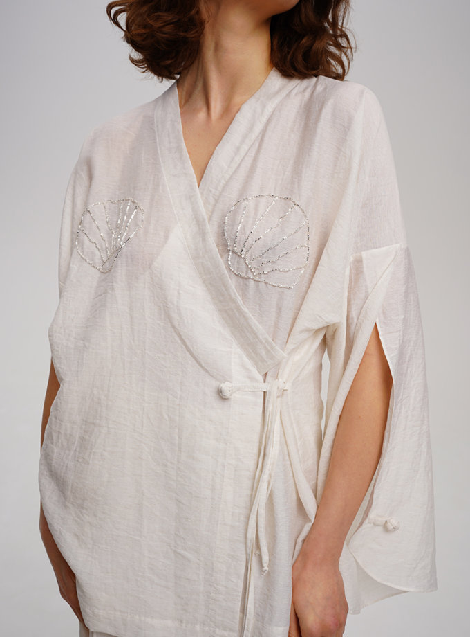 Льняна блуза-кімоно з мушлями XM BY MALINOVSKAYA (XM_30_RN9_29)