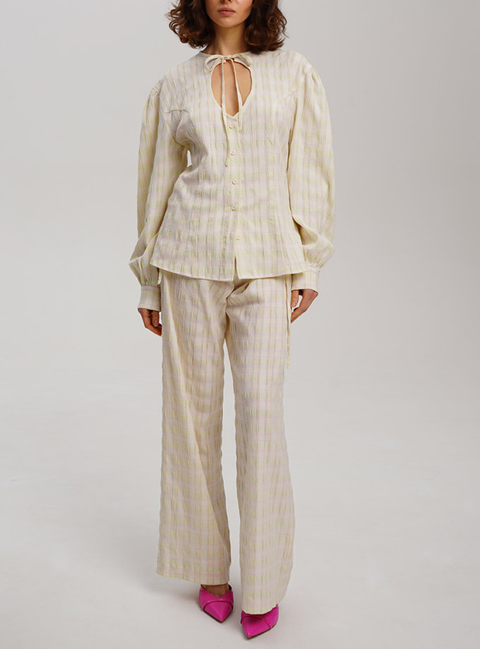 Фактурні легкі штани на завʼязках по бокам XM BY MALINOVSKAYA (XM_30_RN9_12)