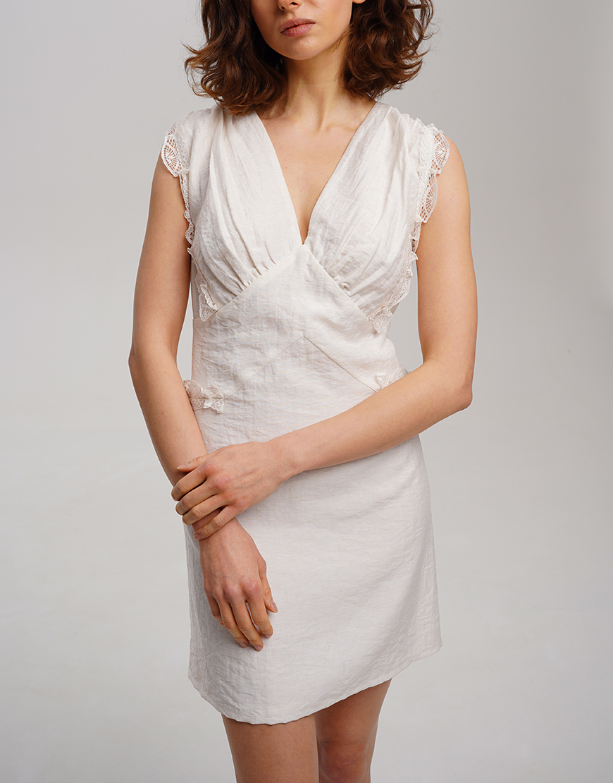 DSC06122 Біла силуетна міні сукня з льняної тканини XM BY MALINOVSKAYA (XM_30_RN9_17) - фото 2