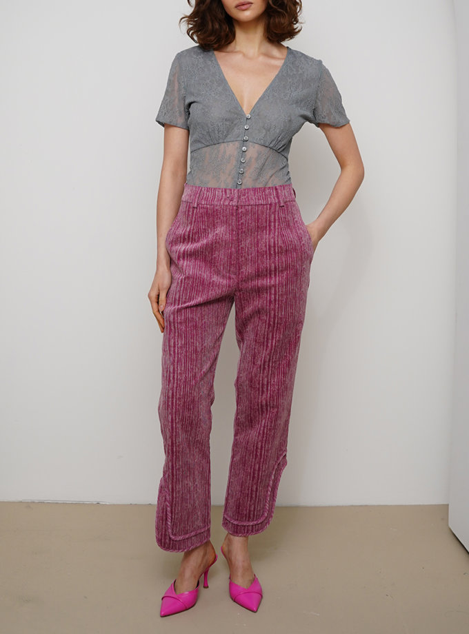 Рожеві брюки з натурального вельвета XM BY MALINOVSKAYA (XM_30_RN9_6)