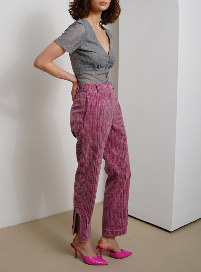 Рожеві брюки з натурального вельвета XM BY MALINOVSKAYA (XM_30_RN9_6)