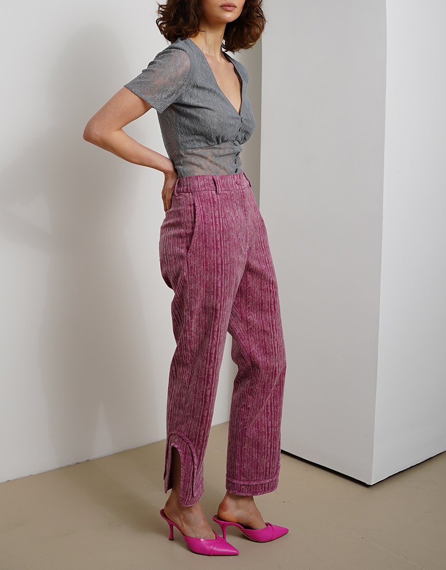 DSC06232 Рожеві брюки з натурального вельвета XM BY MALINOVSKAYA (XM_30_RN9_6) - фото 2