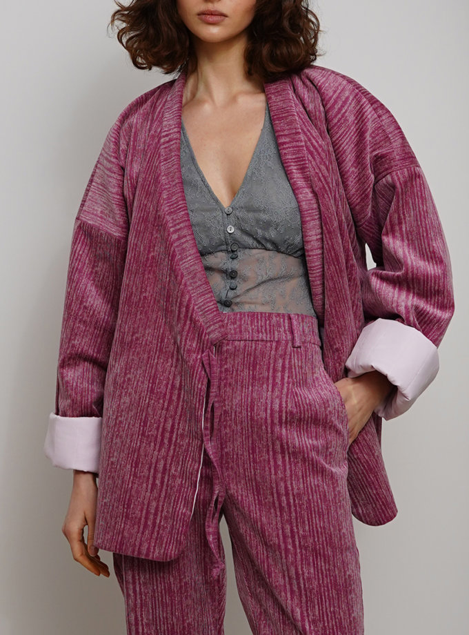 Рожева куртка-кімоно з вельвета XM BY MALINOVSKAYA (XM_30_RN9_4)