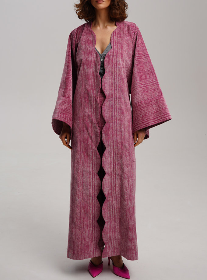 Рожевий тренч-кімоно з натурального вельвета XM BY MALINOVSKAYA (XM_30_RN9_5)