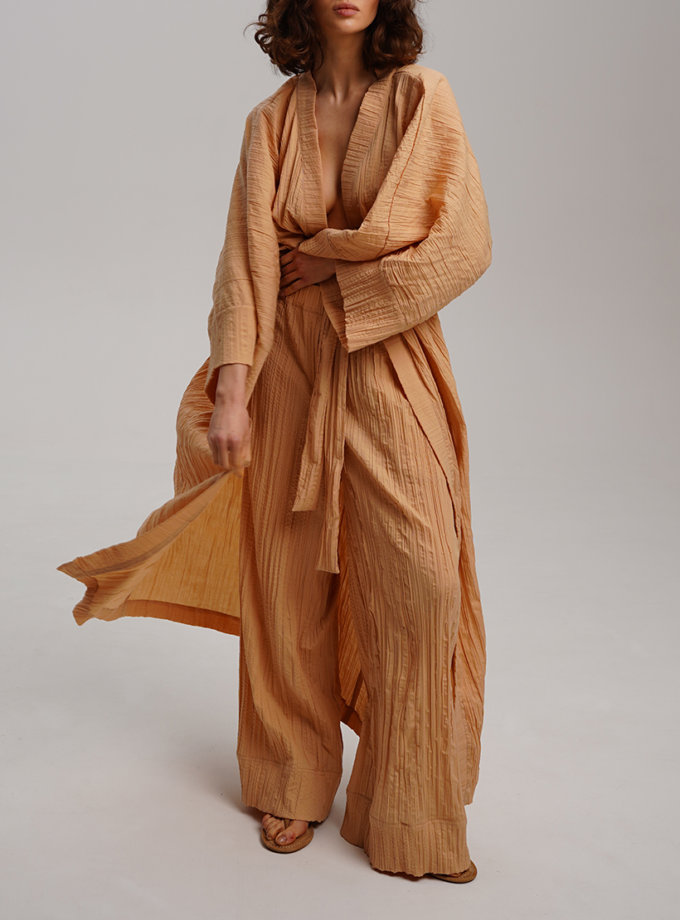 Жаті персикові штани з фактурної бавовни XM BY MALINOVSKAYA (XM_30_RN9_34)