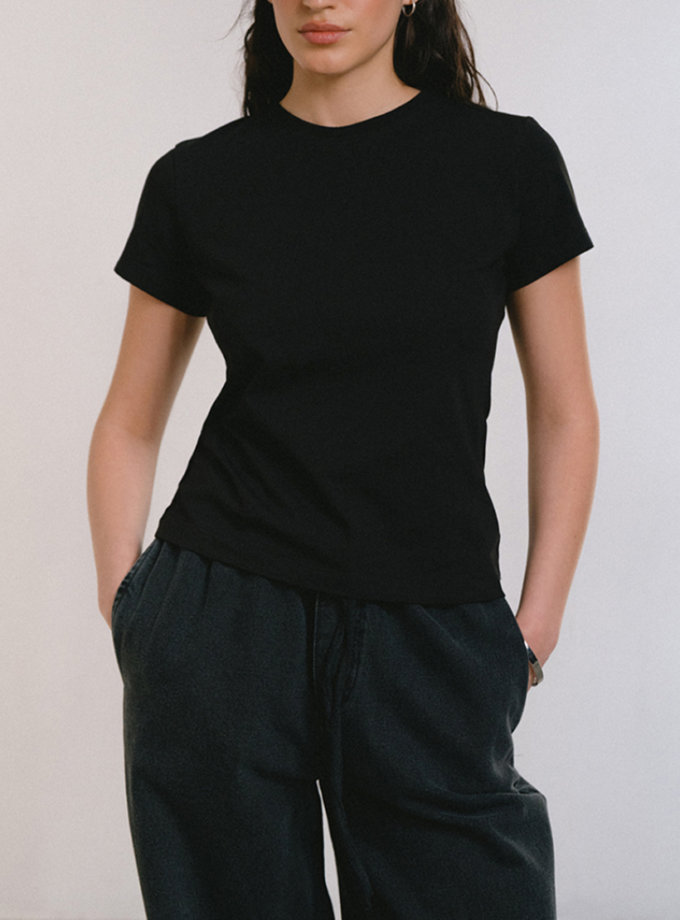 Футболка приталена чорна BALCONY GARMENT (BLCN_1440)