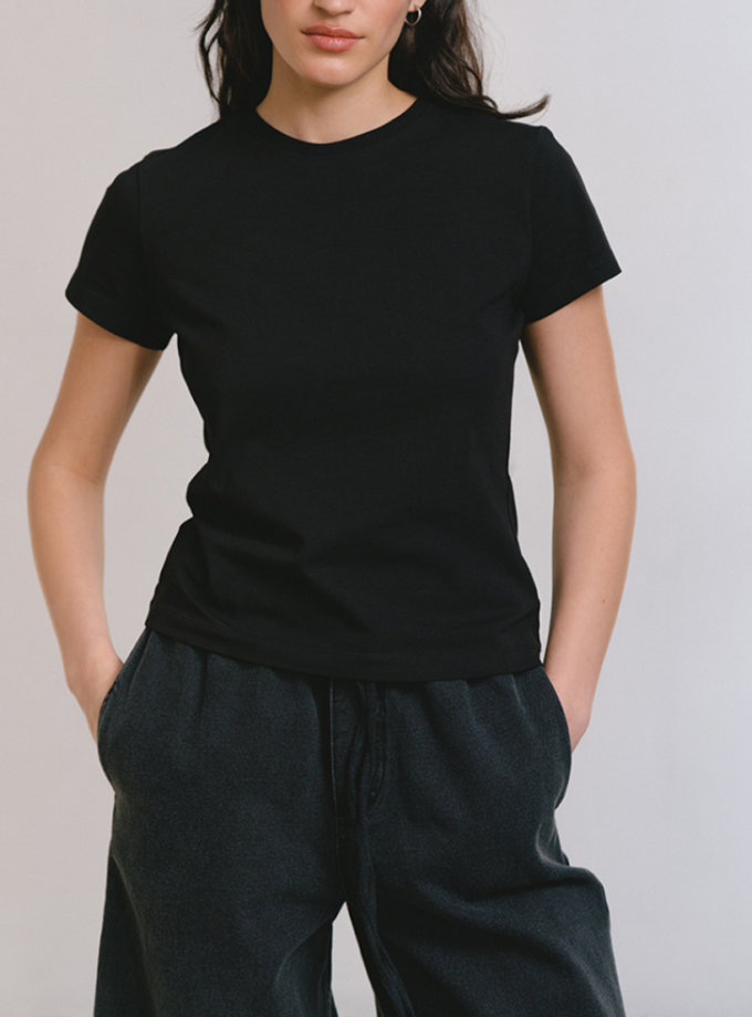 Футболка приталена чорна BALCONY GARMENT (BLCN_1440)