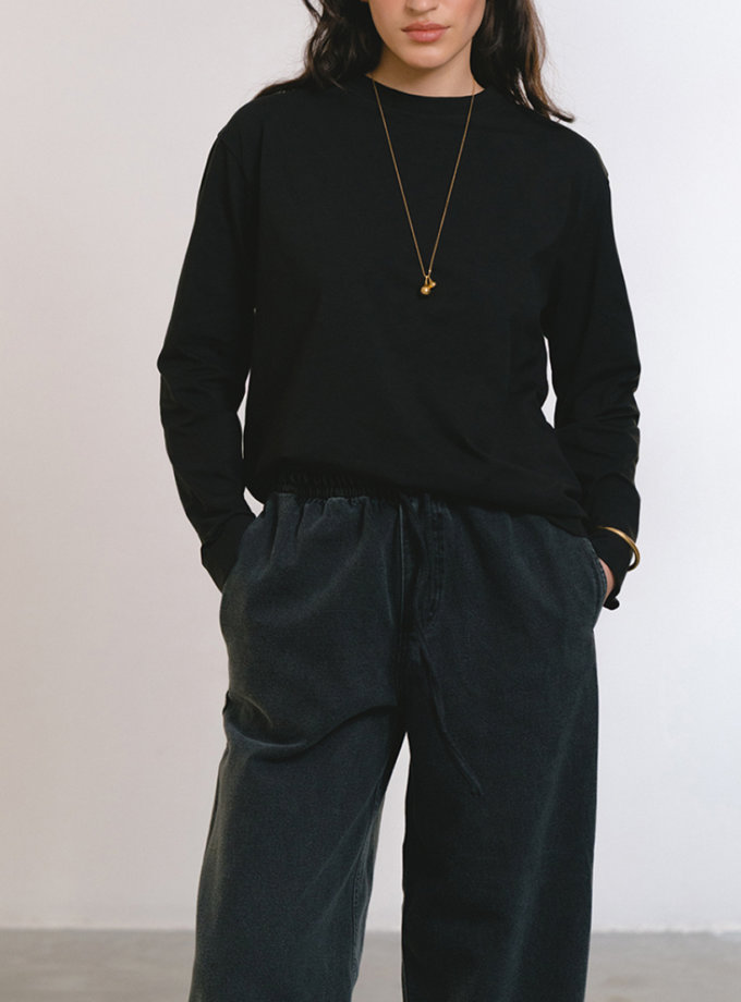 Лонгслів трикотажний чорний BALCONY GARMENT (BLCN_1445)