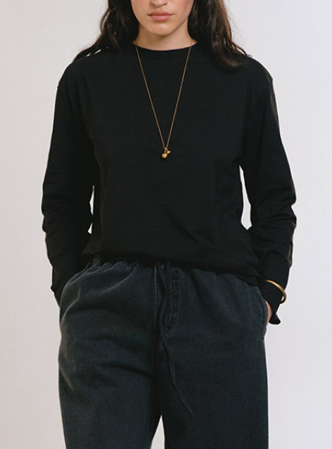 Лонгслів трикотажний чорний BALCONY GARMENT (BLCN_1445)