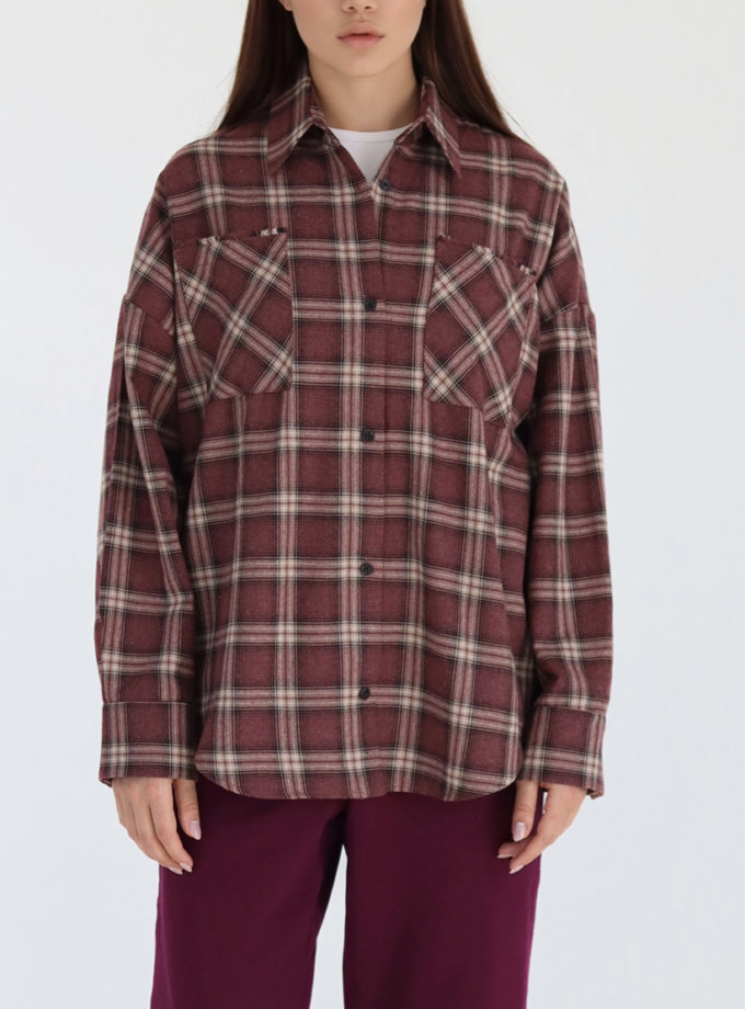 Картата сорочка Trail Accent бордо MAXAVI (MX_2510_burgundy)