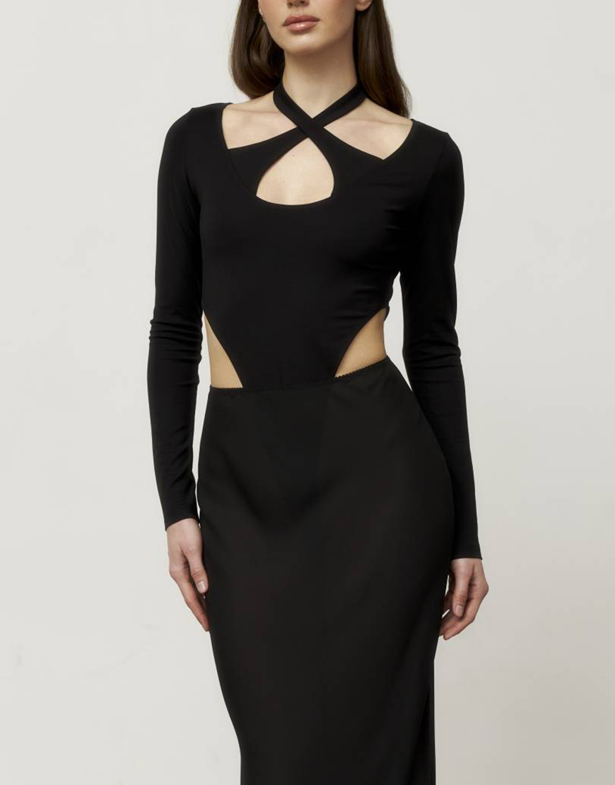 Gr2iRFbBdBdgC246RB57 Чорне боді з довгим рукавом KOLOSOVA (KLSV_STR_EL19-1) - фото 2