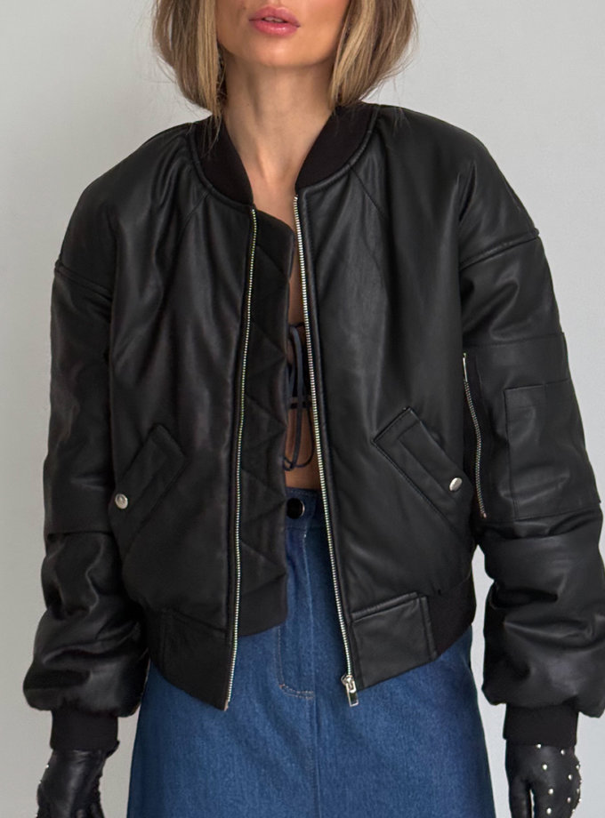 Бомбер із еко-шкіри GET DRESSED. (GD_SS25_51)