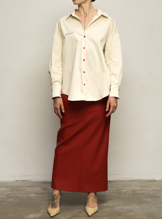 Червона шкіряна спідниця THE PLUM LAB (TPL_LS-AW24-0009)