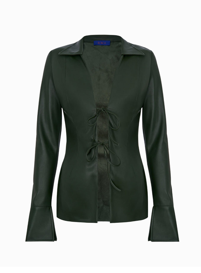 Костюм на зав'язки з еко-шкіри хакі ROSCA (RSC_suit_eco-leather_wlaces_002)