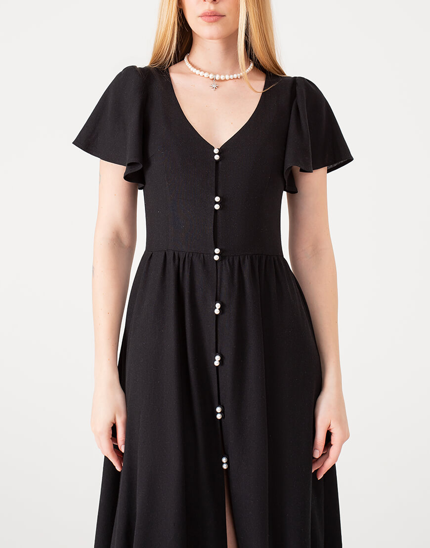 IMG_6692-не кадр Лляна сукня з гудзиками чорна MAGNETIC (MGN_1739BK) - фото 4