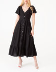 Лляна сукня з гудзиками чорна MAGNETIC (MGN_1739BK)
