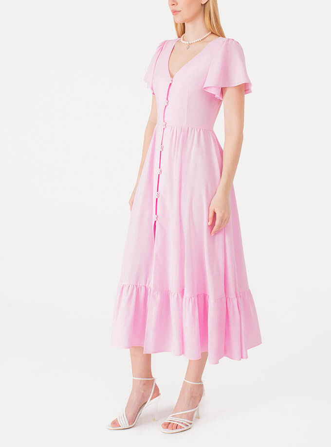 Лляна сукня з гудзиками рожева MAGNETIC (MGN_1739PK)