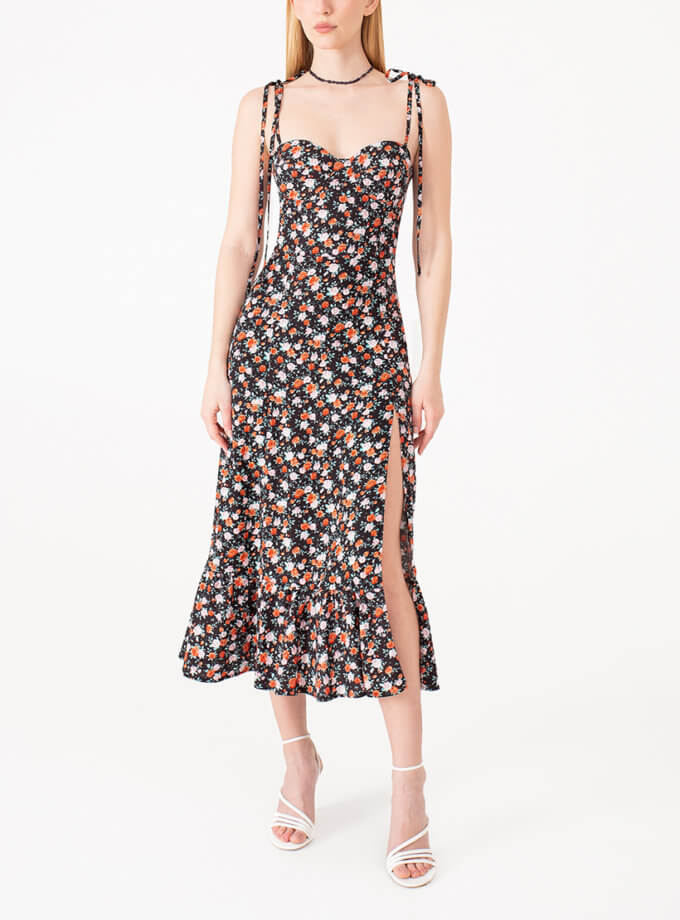 Сукня з чашками чорна принт троянди MAGNETIC (MGN_1733BR)