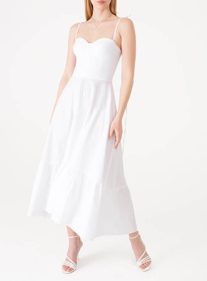 Поплінова сукня з чашками біла MAGNETIC (MGN_1740WH)