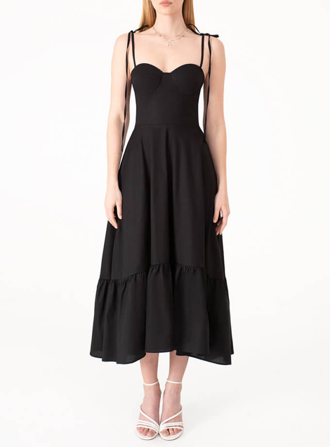 Поплінова сукня з чашками чорна MAGNETIC (MGN_1740BK)