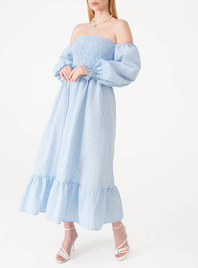 Сукня з об’ємними рукавами блакитна MAGNETIC (MGN_1734BL)