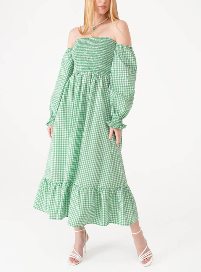 Сукня з об’ємними рукавами зелена MAGNETIC (MGN_1734GN)