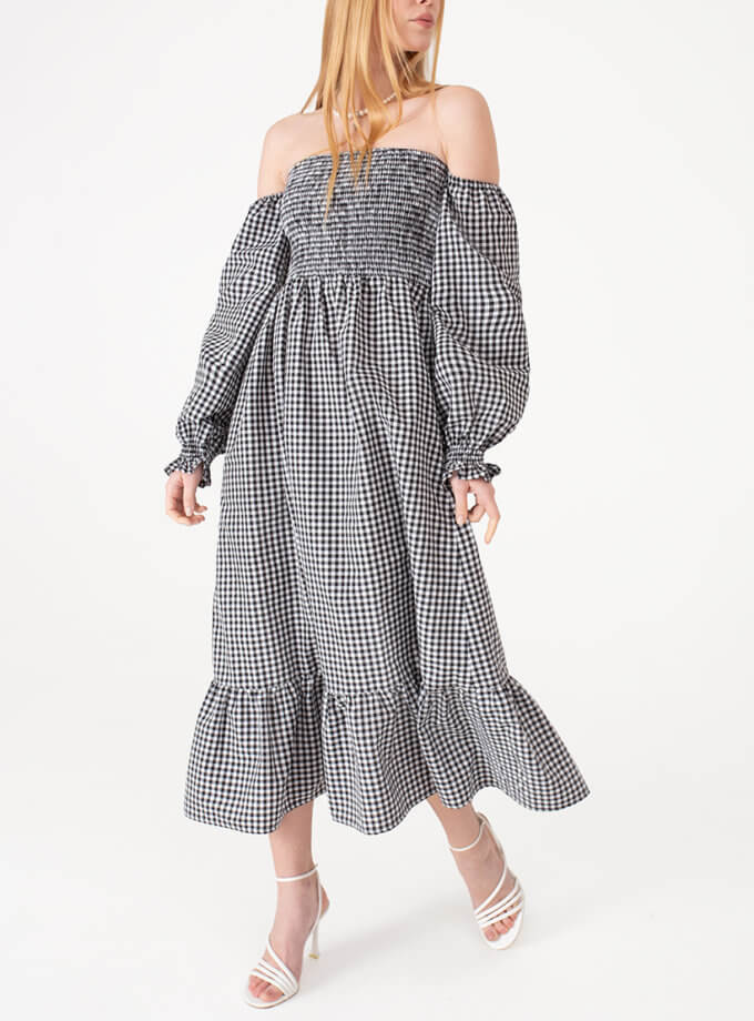 Сукня з об’ємними рукавами чорна MAGNETIC (MGN_1734BK)