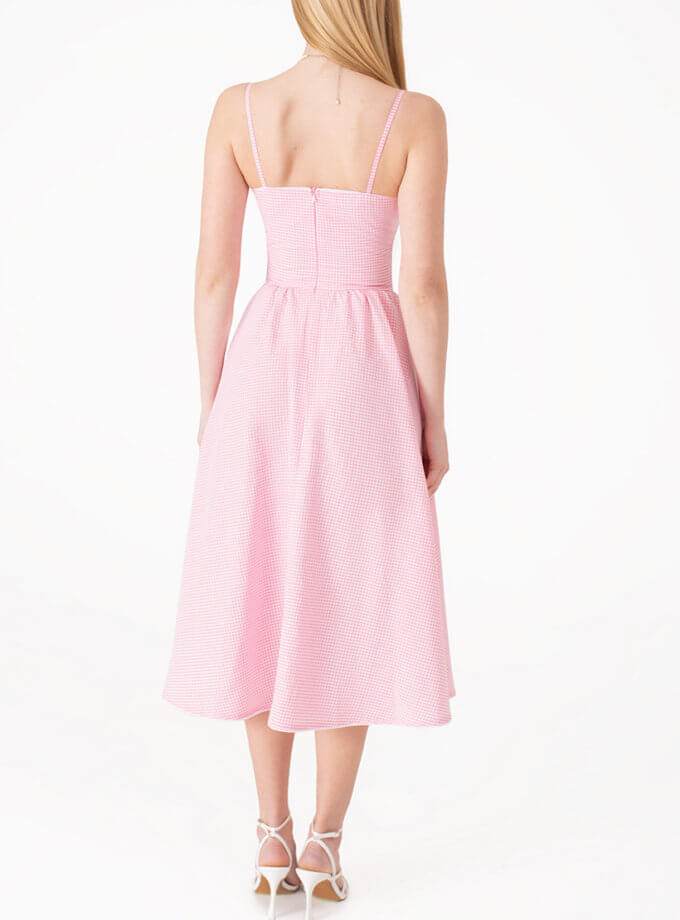 Сукня з зав’язкою у клітинку рожева MAGNETIC (MGN_1741PK)