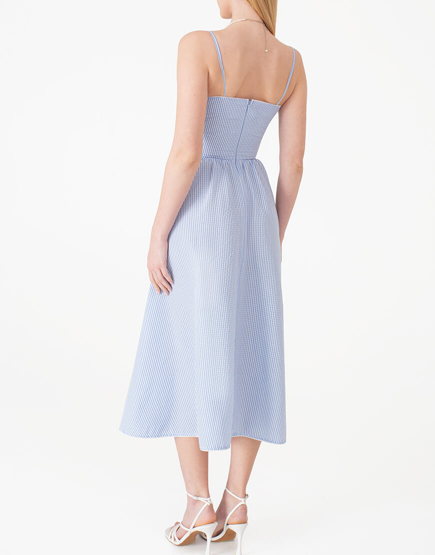 IMG_7328-не кадр Сукня з зав’язкою у клітинку блакитна MAGNETIC (MGN_1741BL) - фото 2