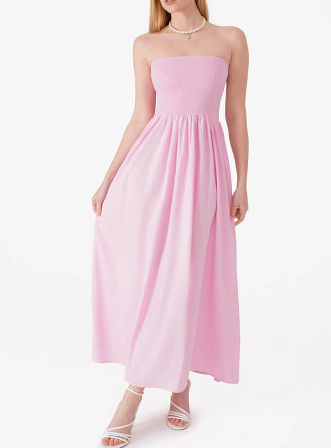 Лляна сукня-бандо рожева MAGNETIC (MGN_1738PK)