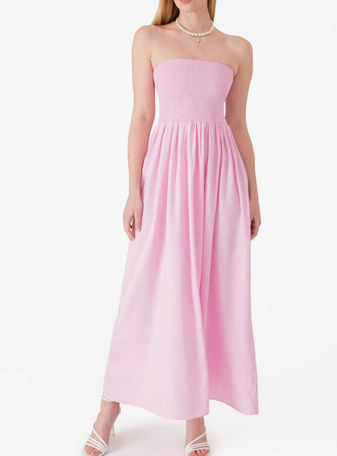 Лляна сукня-бандо рожева MAGNETIC (MGN_1738PK)