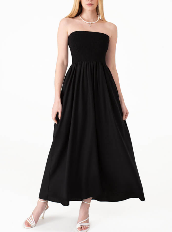 Лляна сукня-бандо чорна MAGNETIC (MGN_1738BK)