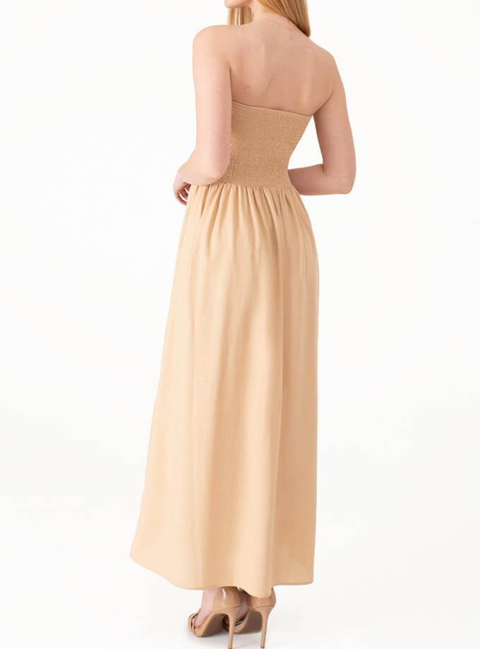 Лляна сукня-бандо бежева MAGNETIC (MGN_1738BG)