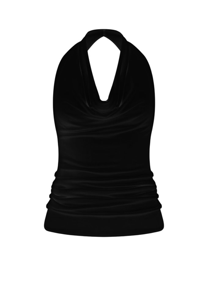 Топ з драпіруванням чорний THE PLUM LAB (TPL_HT-SS25-0002)