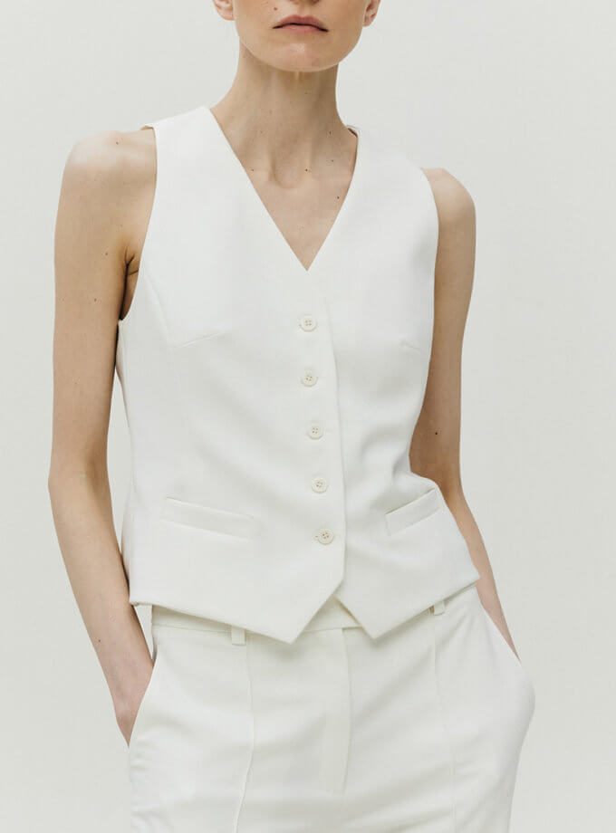 Жилет з V вирізом молочний SHAKO (SHKO_20009013)