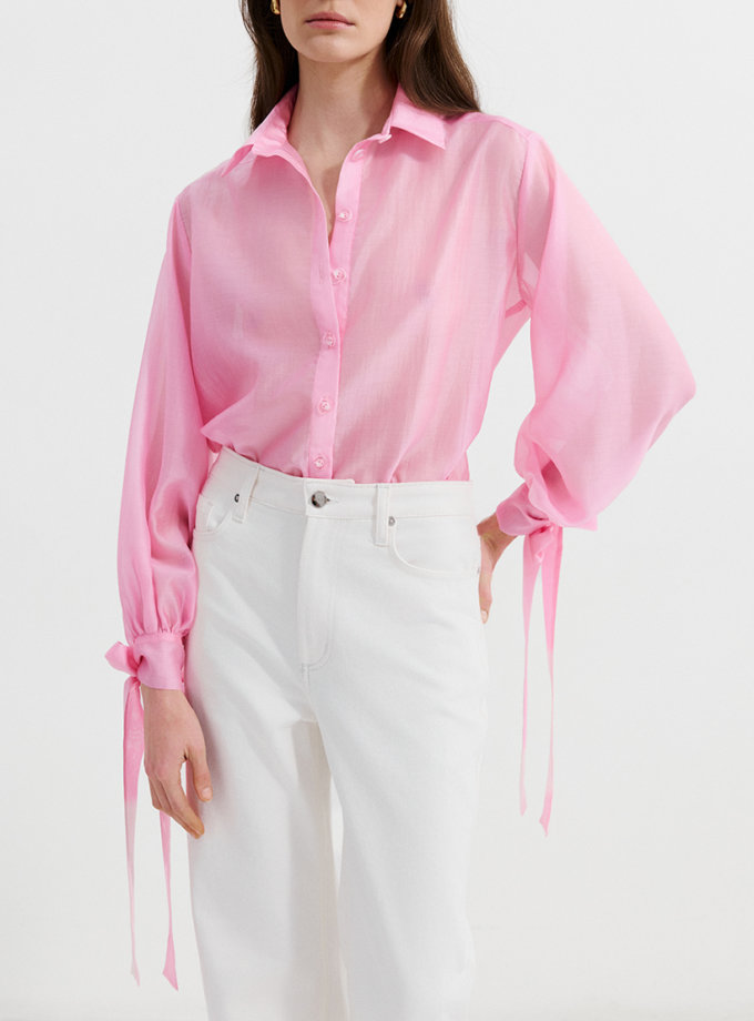 Сорочка прямого крою зі стрічками рожева L.A.B BY TERNOVSKAYA (LAB_SS2509)