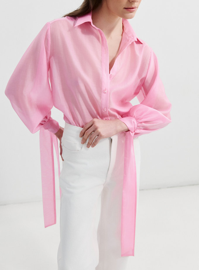 Сорочка прямого крою зі стрічками рожева L.A.B BY TERNOVSKAYA (LAB_SS2509)
