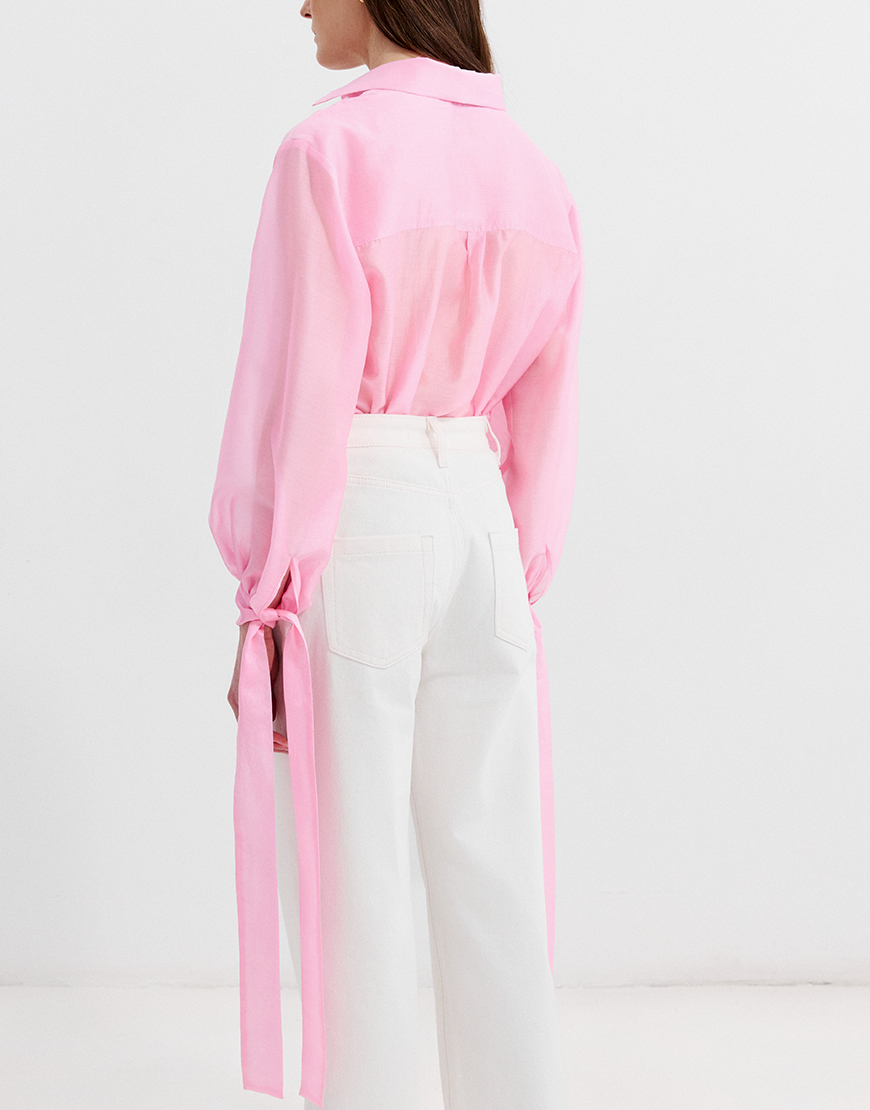 Evoto Сорочка прямого крою зі стрічками рожева L.A.B BY TERNOVSKAYA (LAB_SS2509) - фото 3