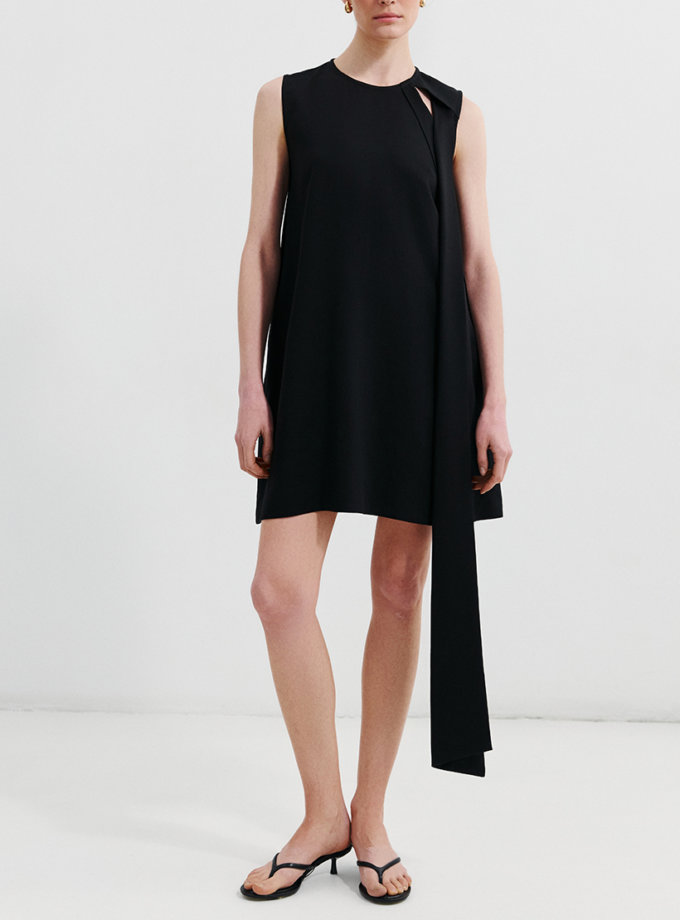 Міні-сукня з тенселу з кишенями та декоративною стрічкою L.A.B BY TERNOVSKAYA (LAB_SS2515)