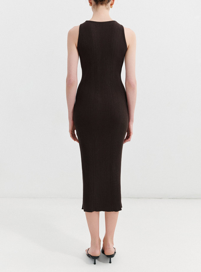 В'язана міді сукня з віскози з фактурою шоколадна L.A.B BY TERNOVSKAYA (LAB_SS2516)